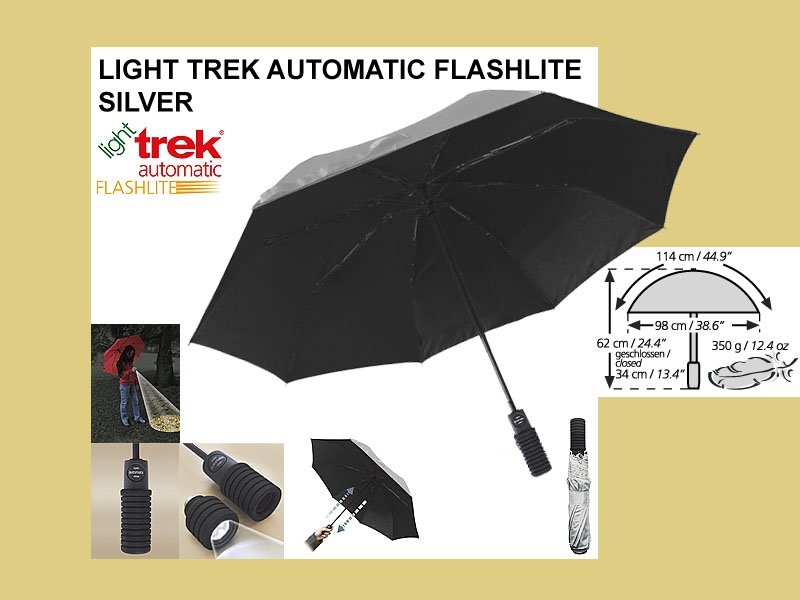Deštník LIGHT TREK AUTOMATIC FLASHLITE silver UV Protection
